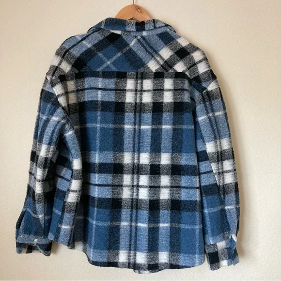 Zara Blue and White Plaid Utility Jacket - Picture 5 of 8